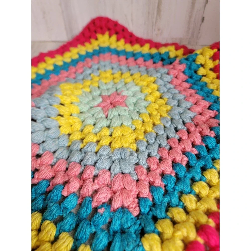 Vintage crochet‎ rainbow colorful dolly small table runner plush home decor